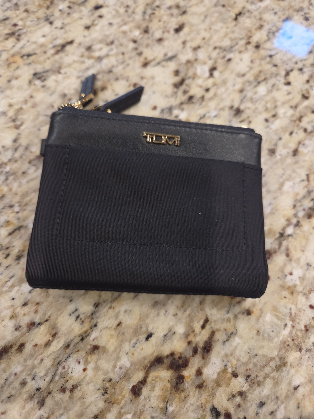 TUMI Black Compact Zip Pouch Wallet